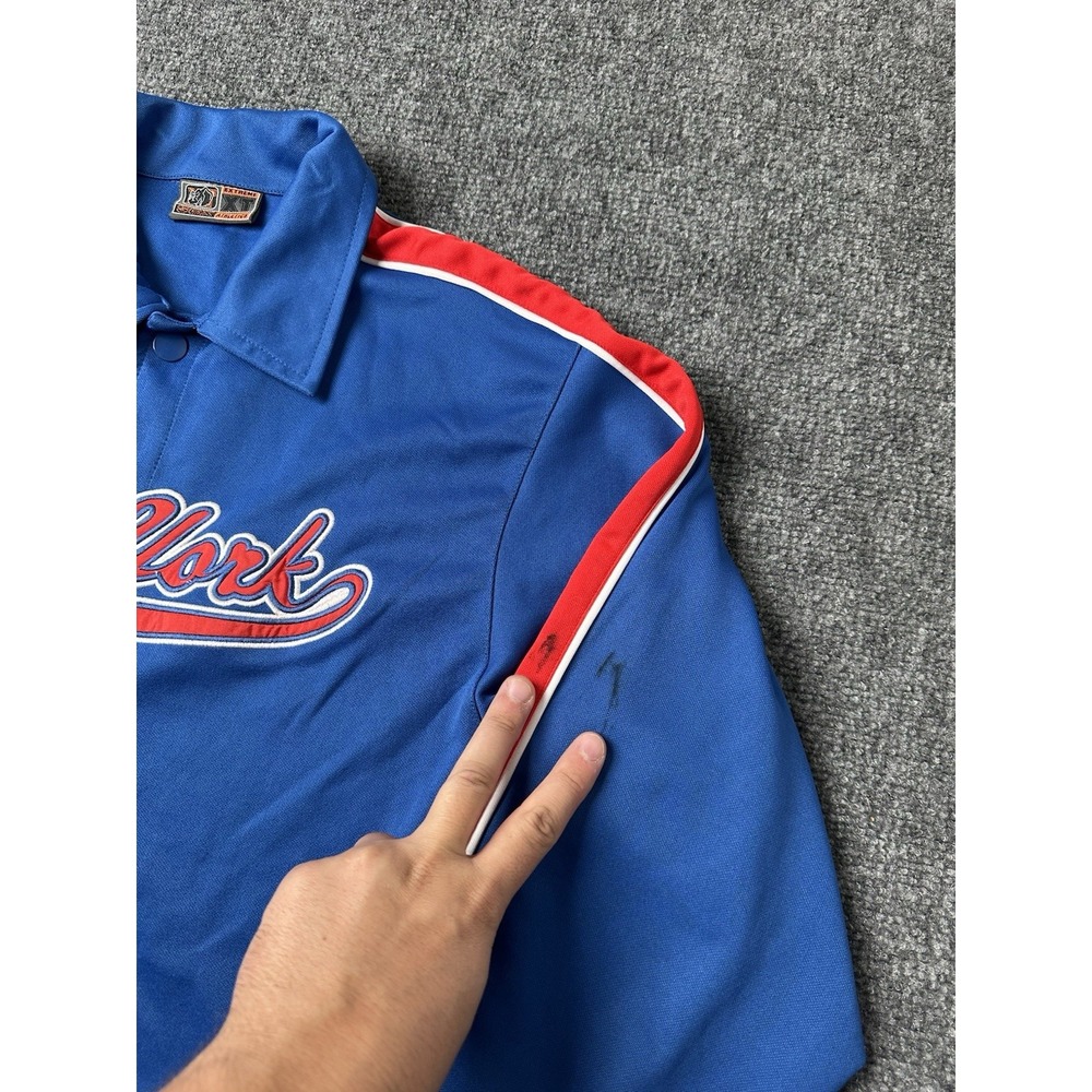 Young SCX Athletics Blue New York Button Jacket Red Stripe,‎ Size L 14-16 Years - Picture 8 of 10